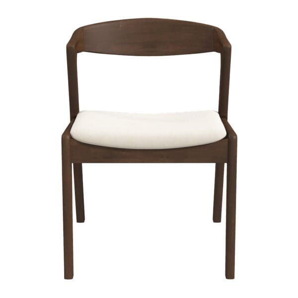 Cream Velvet Solid Wood Dining Chair Walnut Finish (Set of 2)