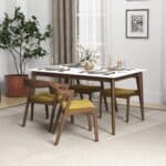 Dark Yellow Velvet Dining Chair Solid Wood Legs (Set of 2) 10 Dark Yellow Velvet Dining Chair Solid Wood Legs (Set of 2)