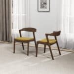 Dark Yellow Velvet Dining Chair Solid Wood Legs (Set of 2) 11 Dark Yellow Velvet Dining Chair Solid Wood Legs (Set of 2)