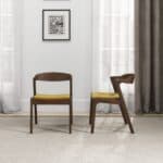 Dark Yellow Velvet Dining Chair Solid Wood Legs (Set of 2) 12 Dark Yellow Velvet Dining Chair Solid Wood Legs (Set of 2)