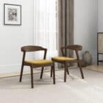 Dark Yellow Velvet Dining Chair Solid Wood Legs (Set of 2) 13 Dark Yellow Velvet Dining Chair Solid Wood Legs (Set of 2)
