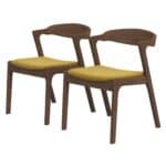 Dark Yellow Velvet Dining Chair Solid Wood Legs (Set of 2) 16 Dark Yellow Velvet Dining Chair Solid Wood Legs (Set of 2)
