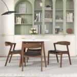 Black Leather Dining Chair Solid Wood Walnut Legs (Set of 2) 12 Black Leather Dining Chair Solid Wood Walnut Legs (Set of 2)