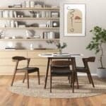 Black Leather Dining Chair Solid Wood Walnut Legs (Set of 2) 11 Black Leather Dining Chair Solid Wood Walnut Legs (Set of 2)