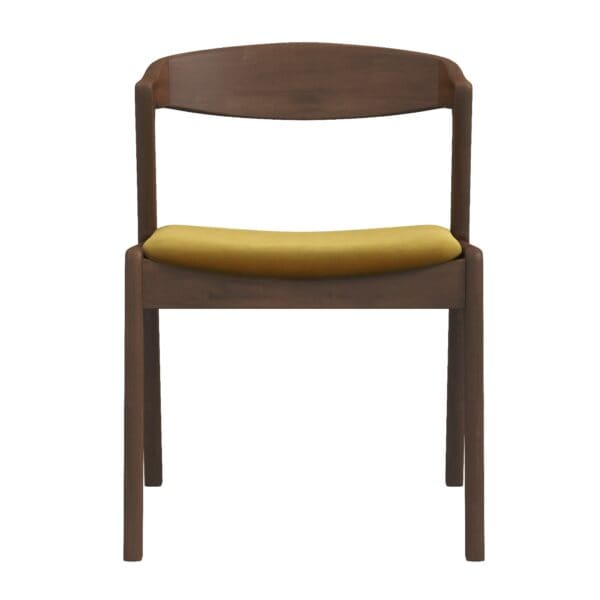 Dark Yellow Velvet Dining Chair Solid Wood Legs (Set of 2)
