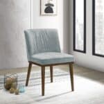 Grey Solid Wood Mid-Century Dining Chairs Upholstered in Fabric (Set of 2) 8 Grey Solid Wood Mid-Century Dining Chairs Upholstered in Fabric (Set of 2)