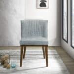 Grey Solid Wood Mid-Century Dining Chairs Upholstered in Fabric (Set of 2) 7 Grey Solid Wood Mid-Century Dining Chairs Upholstered in Fabric (Set of 2)