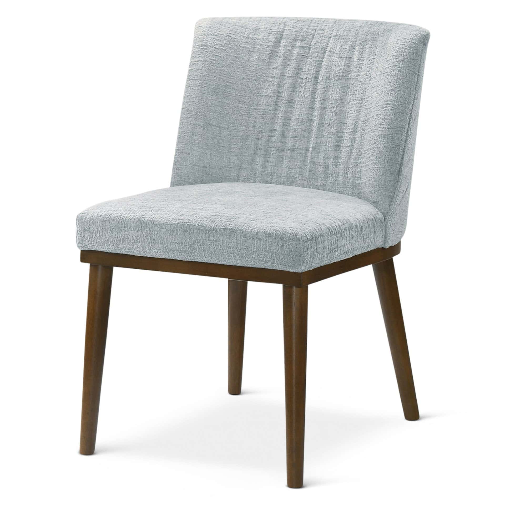 Grey Solid Wood Mid-Century Dining Chairs Upholstered in Fabric (Set of 2) 6 Grey Solid Wood Mid-Century Dining Chairs Upholstered in Fabric (Set of 2)