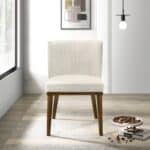 White Solid Wood Dining Chair Upholstered in Performance Fabric (Set of 2) 7 White Solid Wood Dining Chair Upholstered in Performance Fabric (Set of 2)