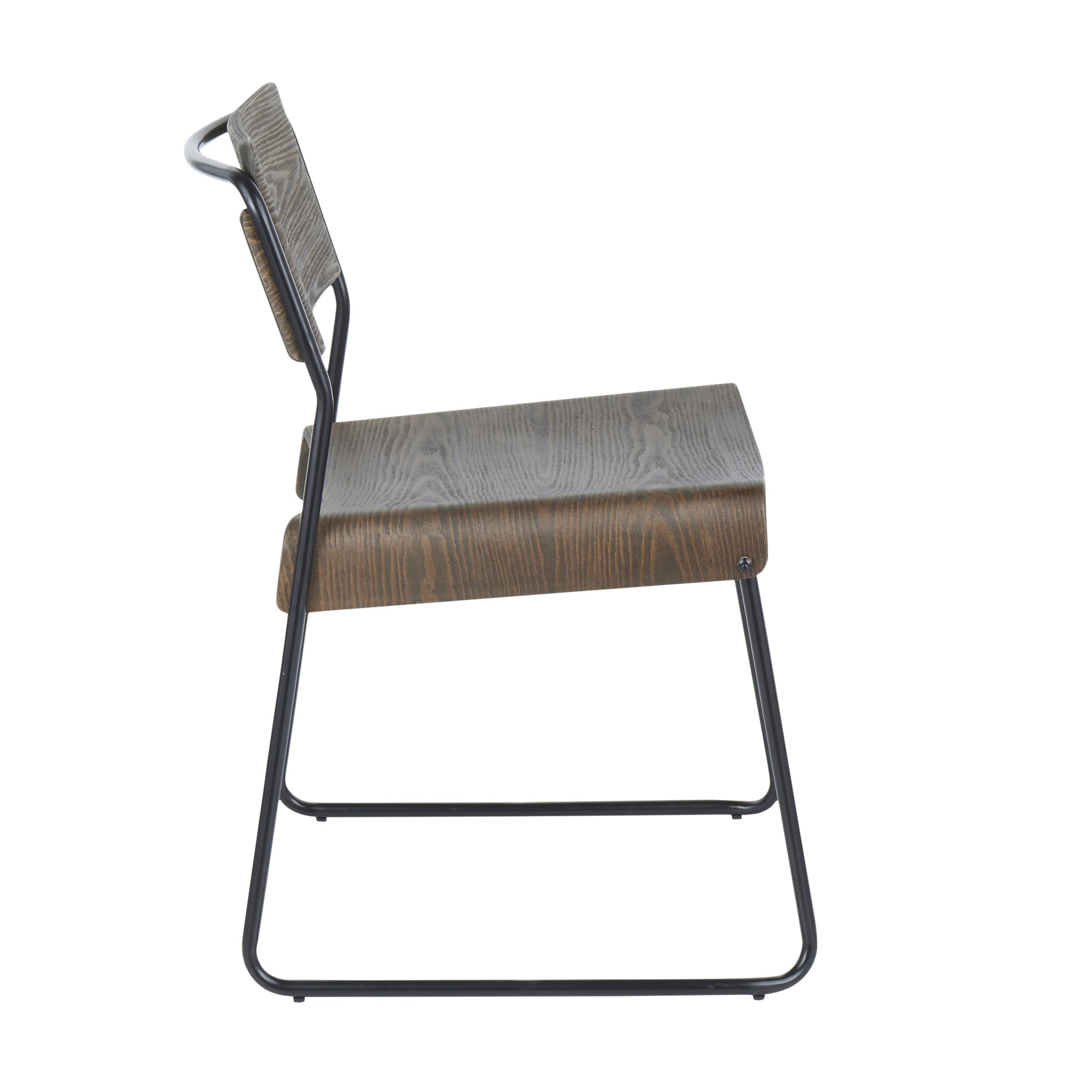 Dali Industrial Black Metal Espresso Wood Chairs (Set of 2) 3 Dali Industrial Black Metal Espresso Wood Chairs (Set of 2) - Image 3