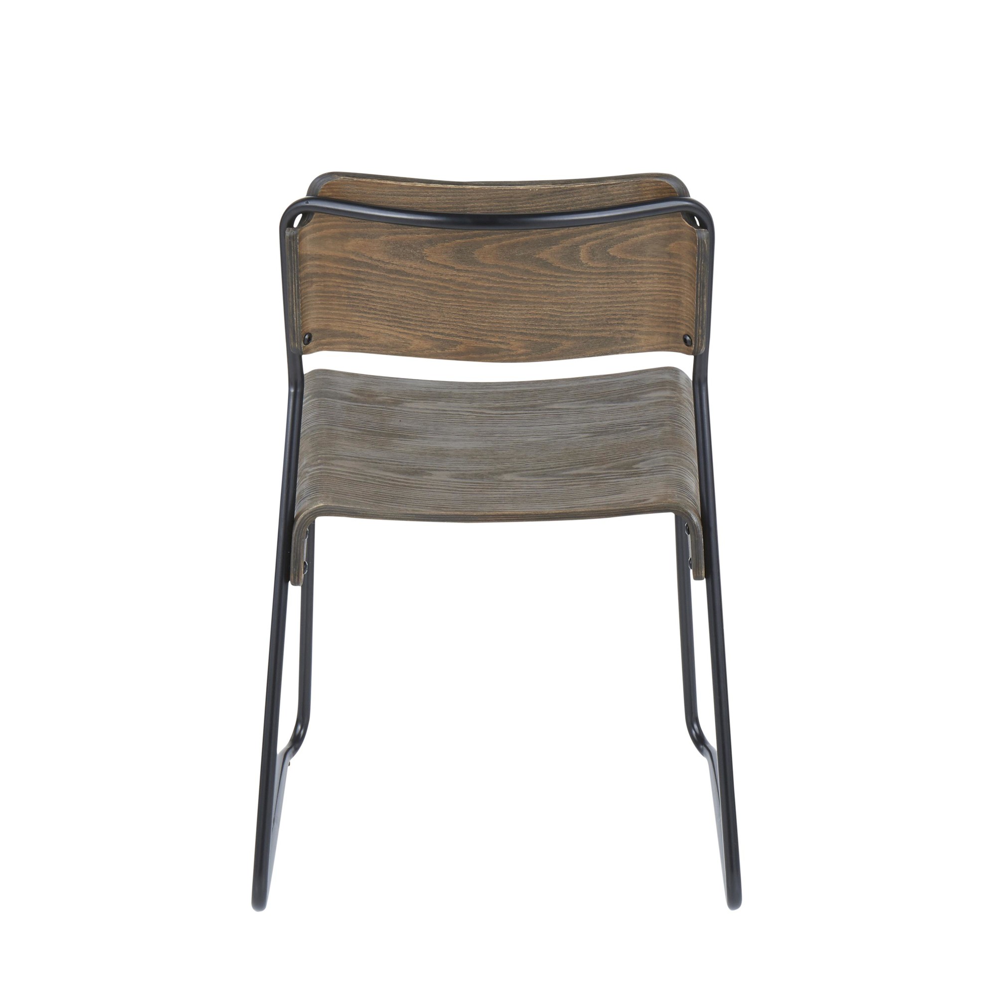 Dali Industrial Black Metal Espresso Wood Chairs (Set of 2) 5 Dali Industrial Black Metal Espresso Wood Chairs (Set of 2) - Image 5