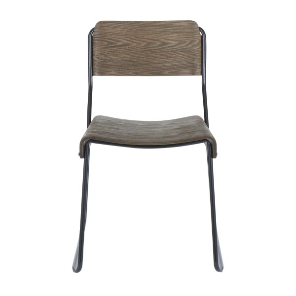 Dali Industrial Black Metal Espresso Wood Chairs Set of 2 5