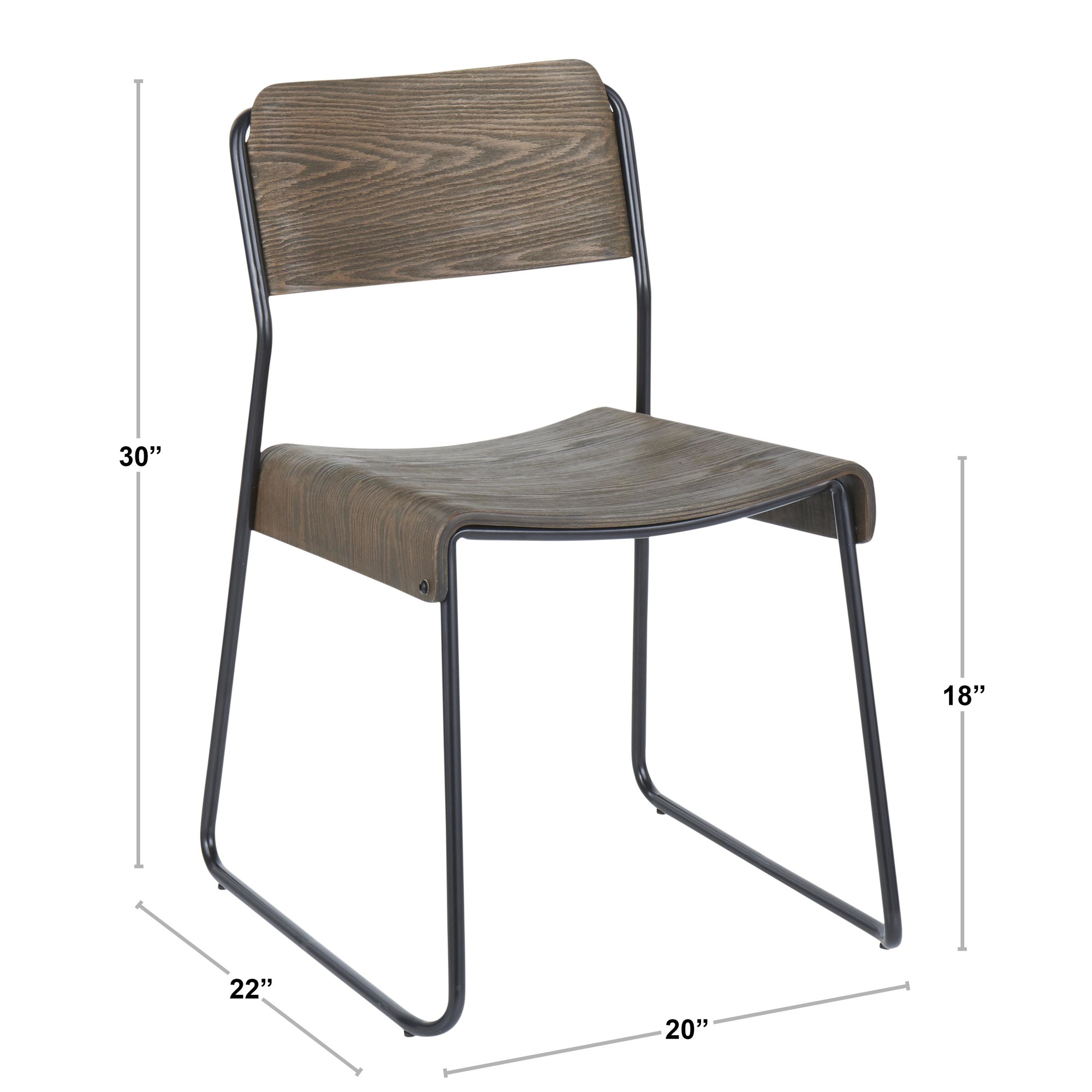 Dali Industrial Black Metal Espresso Wood Chairs (Set of 2) 8 Dali Industrial Black Metal Espresso Wood Chairs (Set of 2) - Image 8