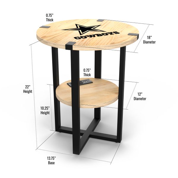 Dallas Cowboys Laser Etched Charging Side Table 3