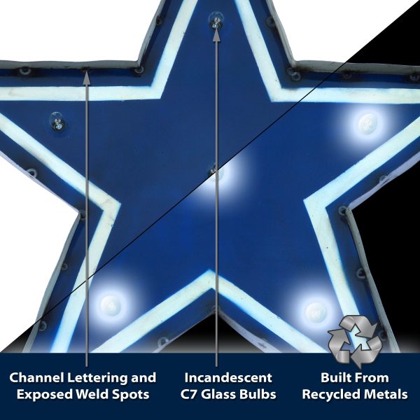 Dallas Cowboys Lighted Recycled Metal Logo Sign NFL Officially Licensed 3