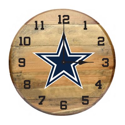 Dallas Cowboys Oak Barrel Wall Clock NFL Licensed