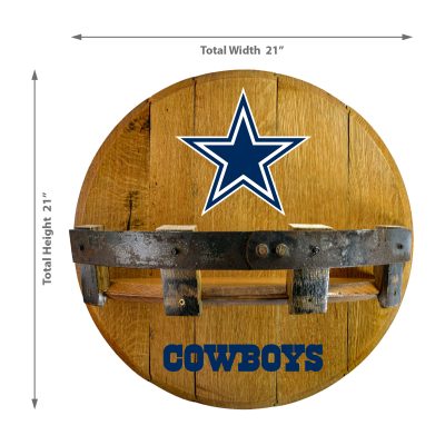 Dallas Cowboys Oak Whiskey Barrel Bar Shelf