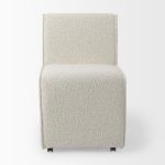 Damon 20.5L x 27.2W x 31.3H Fully Upholstered Cream-Toned Fabric Dining Chair on Casters