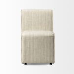 Damon Fully Upholstered Cream-Toned Fabric Dining Chair on Casters