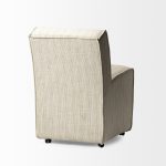 Damon Fully Upholstered Cream-Toned Fabric Dining Chair on Casters