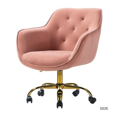 Dania Pink Velvet Swivel Home Office Chair Adjustable Height