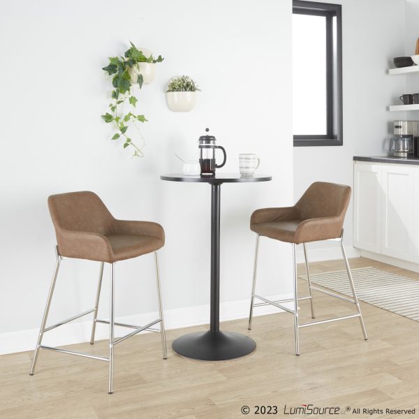 Daniella 24 Contemporary Espresso Faux Leather Counter Stools Set of 2 1