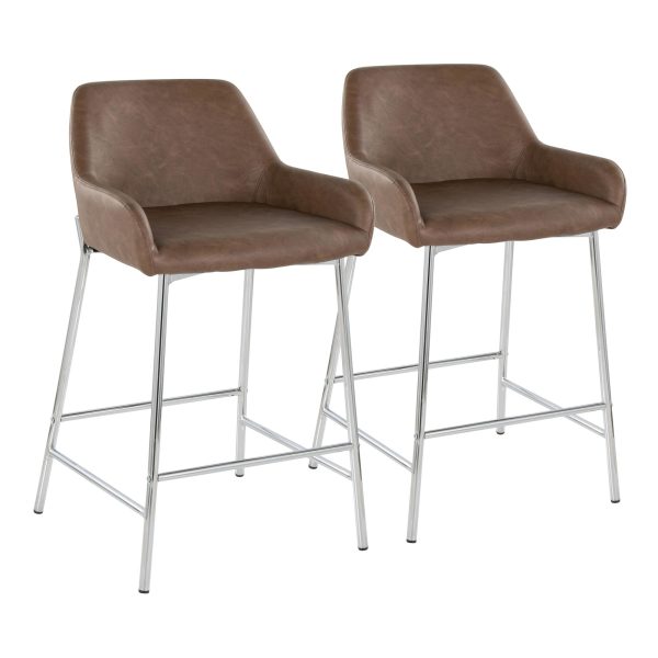 Daniella 24 Contemporary Espresso Faux Leather Counter Stools Set of 2 2