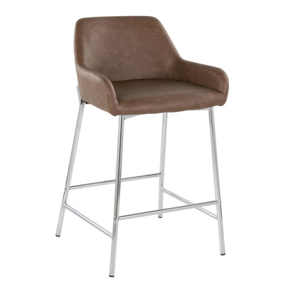 Daniella 24 Contemporary Espresso Faux Leather Counter Stools Set of 2 3