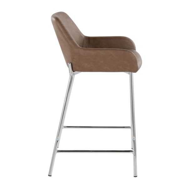 Daniella 24 Contemporary Espresso Faux Leather Counter Stools Set of 2 4