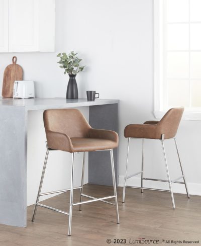 Daniella 24 Contemporary Espresso Faux Leather Counter Stools (Set of 2)