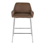 Daniella 24 Contemporary Espresso Faux Leather Counter Stools (Set of 2)