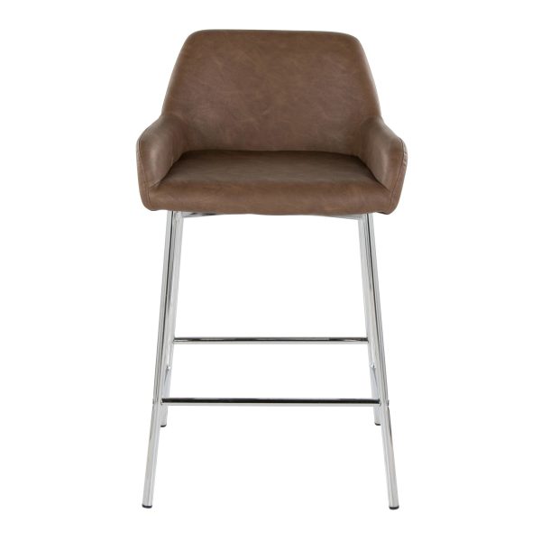 Daniella 24 Contemporary Espresso Faux Leather Counter Stools Set of 2 7