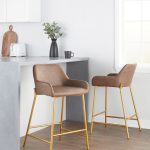 Daniella 24 Gold Espresso Contemporary Counter Stools (Set of 2)