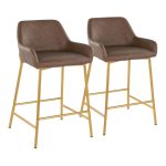 Daniella 24 Gold Espresso Contemporary Counter Stools (Set of 2)