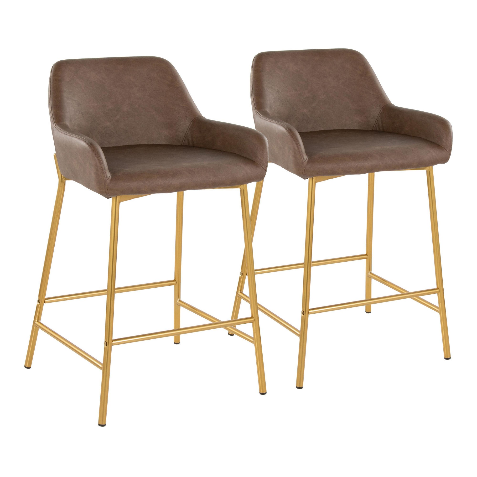 Daniella 24 Gold Espresso Contemporary Counter Stools (Set of 2) 3 Daniella 24 Gold Espresso Contemporary Counter Stools (Set of 2) - Image 3