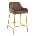 Daniella 24 Gold Espresso Contemporary Counter Stools (Set of 2)