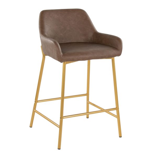 Daniella 24 Gold Espresso Contemporary Counter Stools Set of 2 3