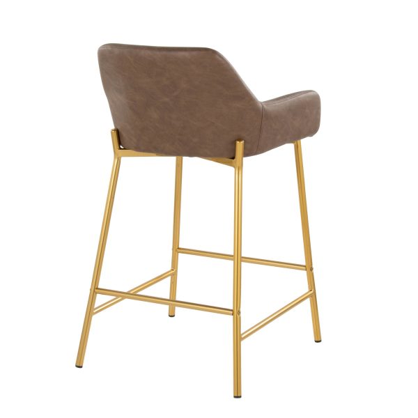 Daniella 24 Gold Espresso Contemporary Counter Stools Set of 2 5