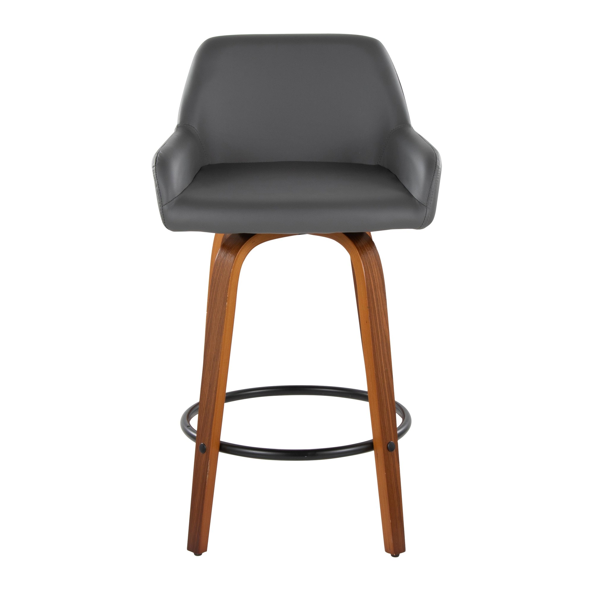 Daniella 26" Contemporary Grey Faux Leather Swivel Stools (Set of 2) 10 Daniella 26" Contemporary Grey Faux Leather Swivel Stools (Set of 2) - Image 10