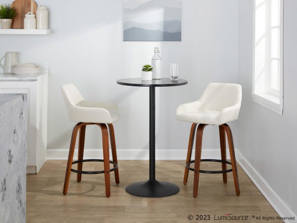 Daniella 26 Contemporary Swivel Counter Stools Walnut Cream Set of 2 3