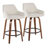 Daniella 26 Contemporary Swivel Counter Stools Walnut Cream (Set of 2) 16 Daniella 26 Contemporary Swivel Counter Stools Walnut Cream (Set of 2)