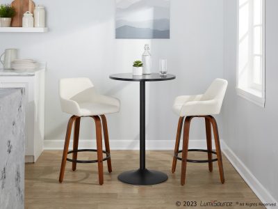 Daniella 26 Contemporary Swivel Counter Stools Walnut Cream (Set of 2)