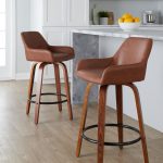 Daniella 26 Contemporary Walnut and Camel Swivel Stools (Set of 2) 13 Daniella 26 Contemporary Walnut and Camel Swivel Stools (Set of 2)