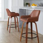Daniella 26 Contemporary Walnut and Camel Swivel Stools (Set of 2) 12 Daniella 26 Contemporary Walnut and Camel Swivel Stools (Set of 2)