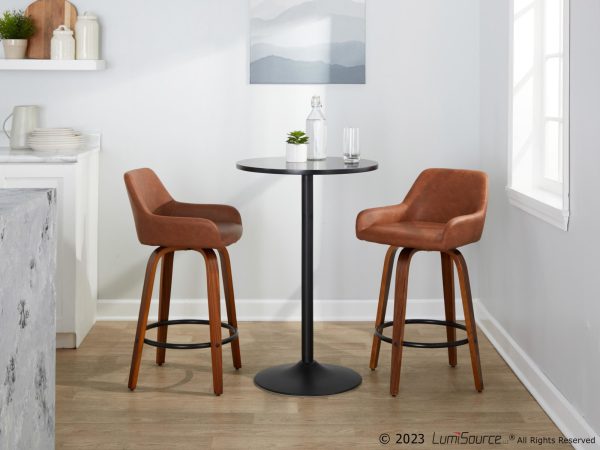 Daniella 26 Contemporary Walnut and Camel Swivel Stools Set of 2 3