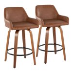Daniella 26 Contemporary Walnut and Camel Swivel Stools (Set of 2) 16 Daniella 26 Contemporary Walnut and Camel Swivel Stools (Set of 2)