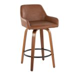 Daniella 26 Contemporary Walnut and Camel Swivel Stools (Set of 2) 17 Daniella 26 Contemporary Walnut and Camel Swivel Stools (Set of 2)
