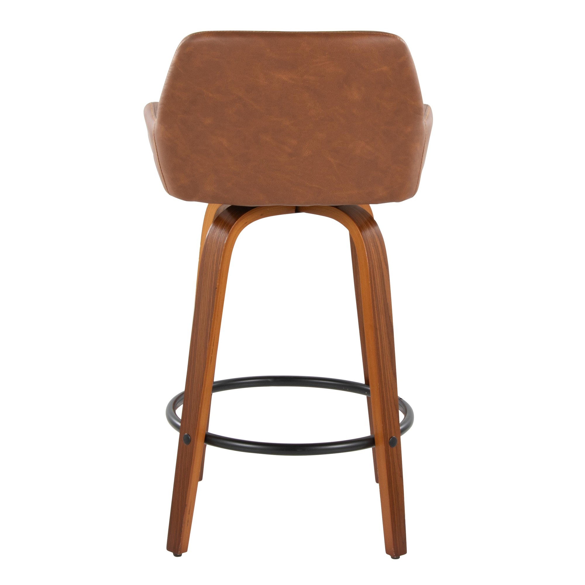 Daniella 26 Contemporary Walnut and Camel Swivel Stools (Set of 2) 9 Daniella 26 Contemporary Walnut and Camel Swivel Stools (Set of 2) - Image 9