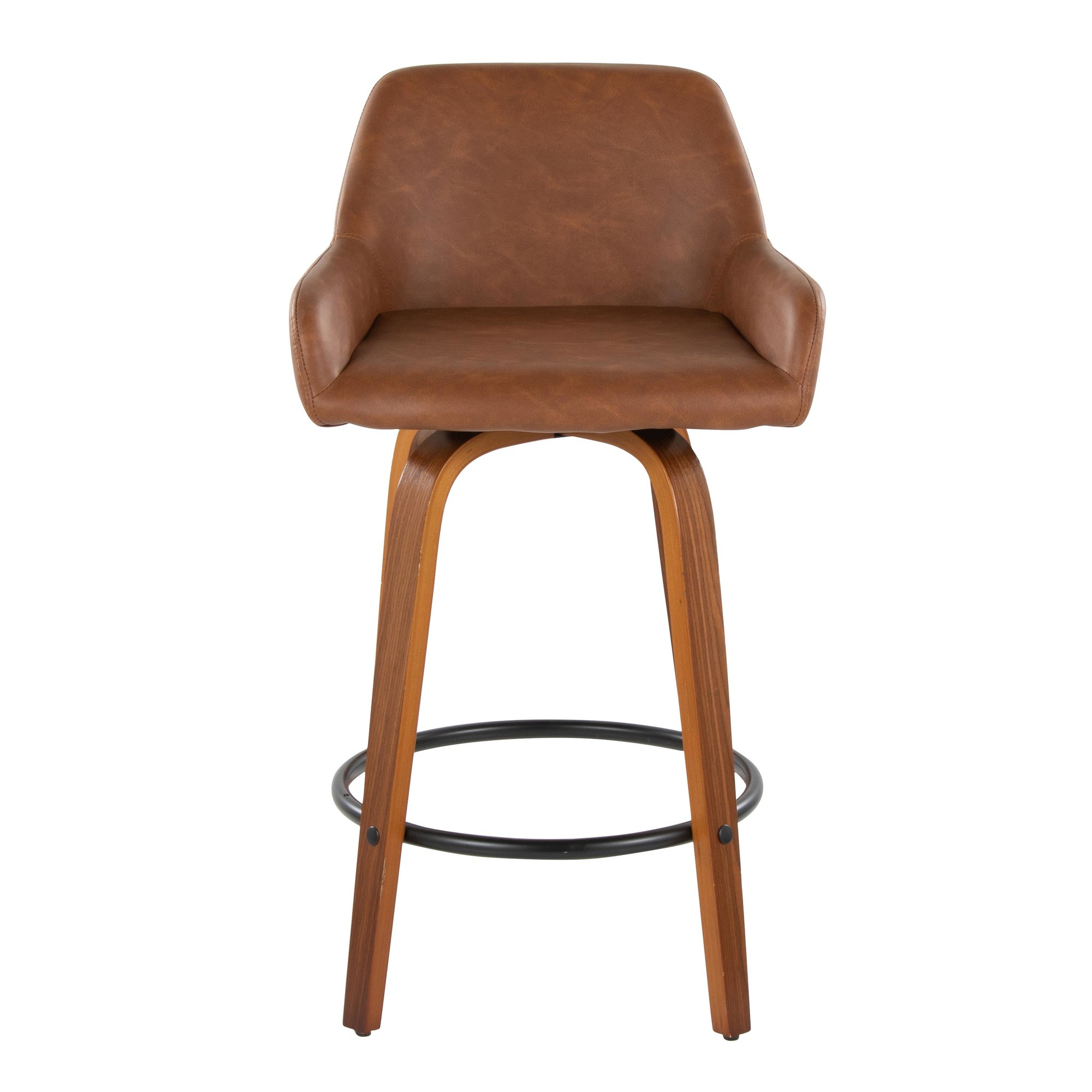 Daniella 26 Contemporary Walnut and Camel Swivel Stools (Set of 2) 10 Daniella 26 Contemporary Walnut and Camel Swivel Stools (Set of 2) - Image 10