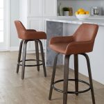 Daniella 26 Contemporary Walnut and Camel Swivel Stools w/ Black Metal Footrest (Set of 2) 12 Daniella 26 Contemporary Walnut and Camel Swivel Stools w/ Black Metal Footrest (Set of 2)